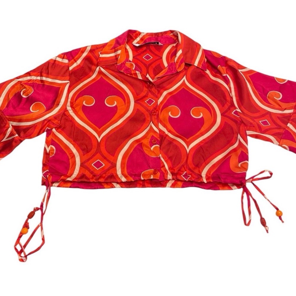 Never worn! Zara Vibrant Red and Orange Women's Top